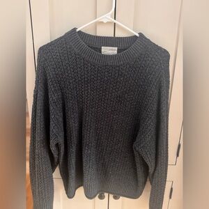 Universal Thread Charcoal Open Knit Sweater Small Cozy Textured Crewneck